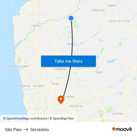 São Paio to Serzedelo map