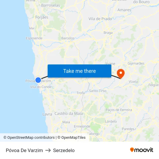 Póvoa De Varzim to Serzedelo map