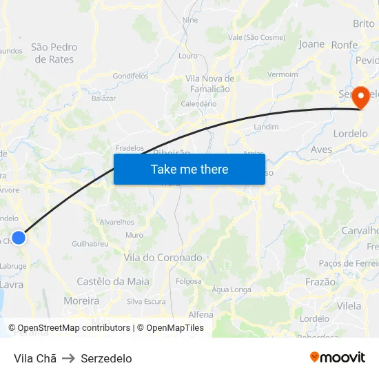 Vila Chã to Serzedelo map