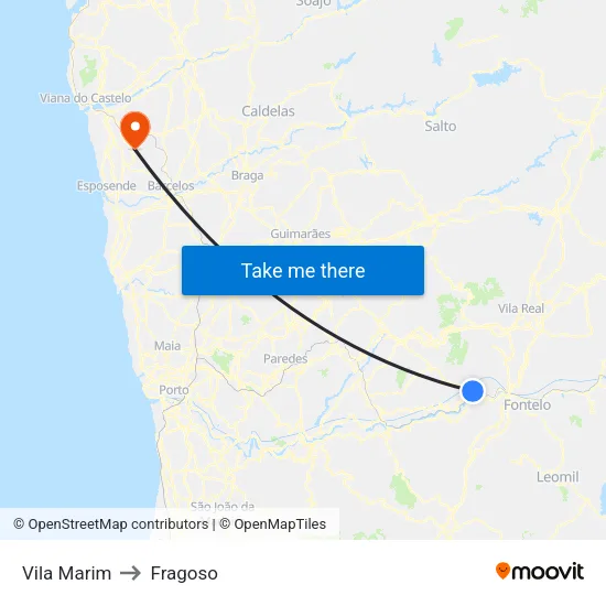 Vila Marim to Fragoso map