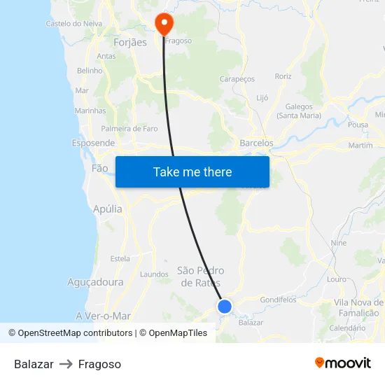 Balazar to Fragoso map