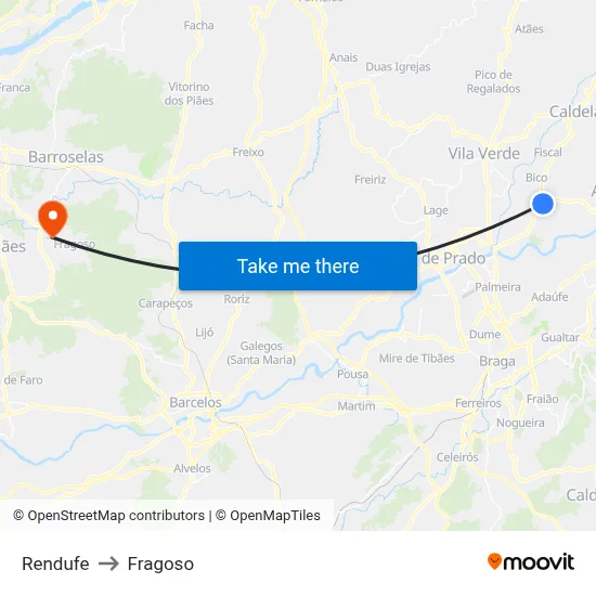Rendufe to Fragoso map