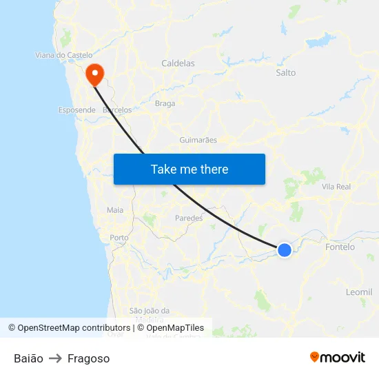 Baião to Fragoso map