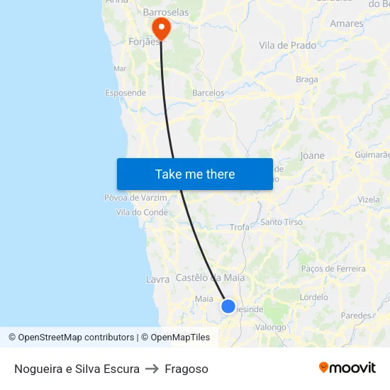 Nogueira e Silva Escura to Fragoso map