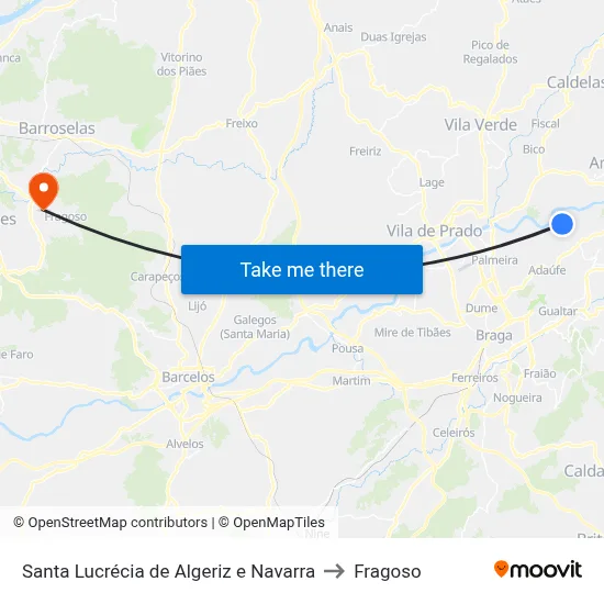 Santa Lucrécia de Algeriz e Navarra to Fragoso map