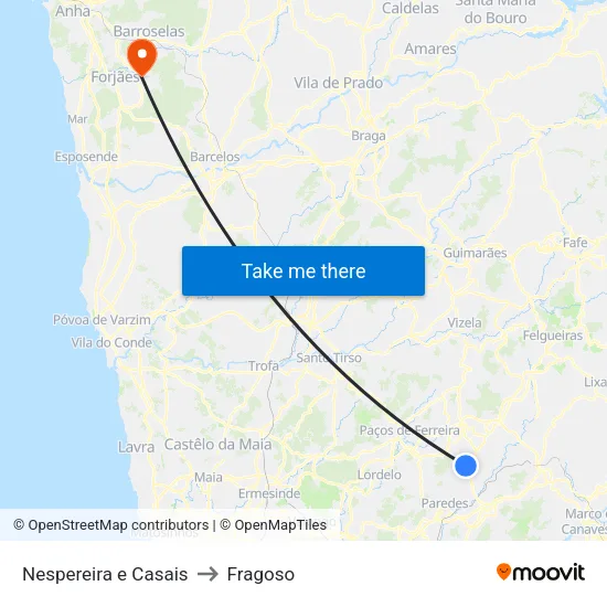 Nespereira e Casais to Fragoso map