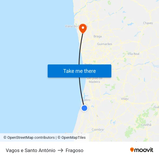Vagos e Santo António to Fragoso map