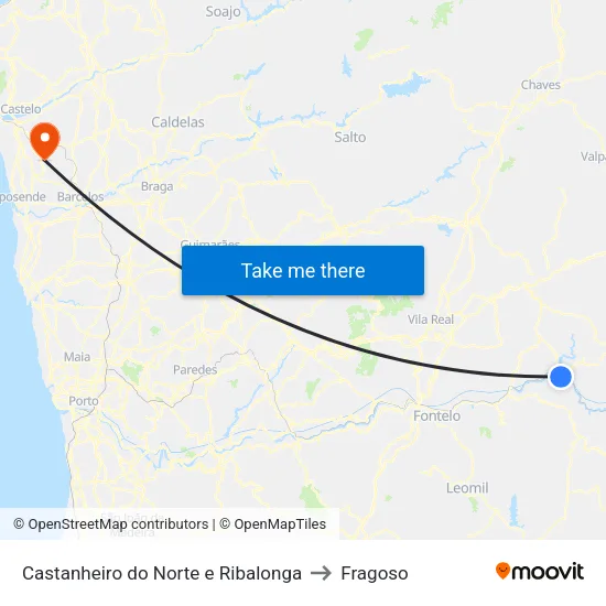 Castanheiro do Norte e Ribalonga to Fragoso map