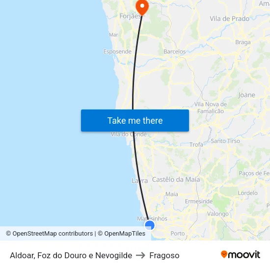 Aldoar, Foz do Douro e Nevogilde to Fragoso map