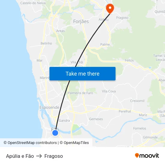Apúlia e Fão to Fragoso map
