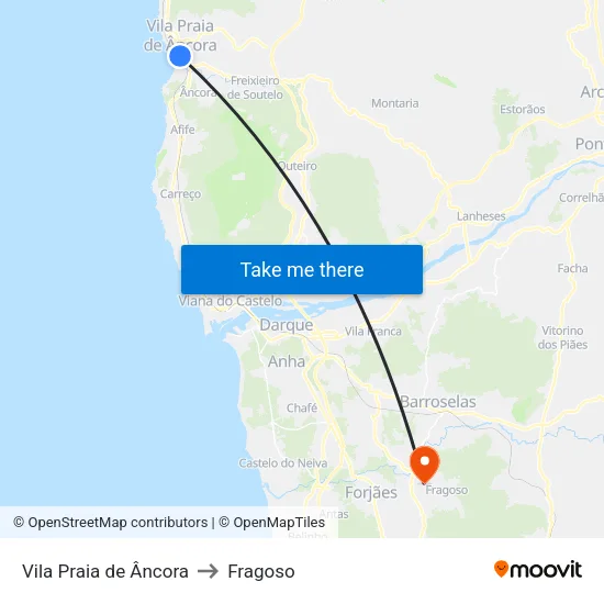 Vila Praia de Âncora to Fragoso map