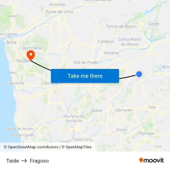 Taíde to Fragoso map
