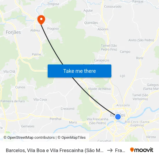 Barcelos, Vila Boa e Vila Frescainha (São Martinho e São Pedro) to Fragoso map