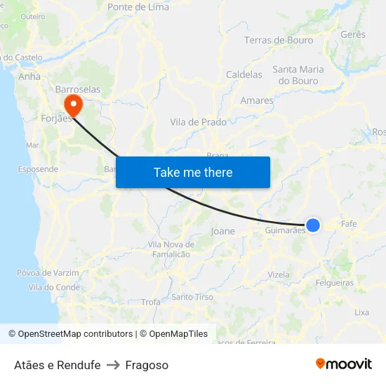 Atães e Rendufe to Fragoso map