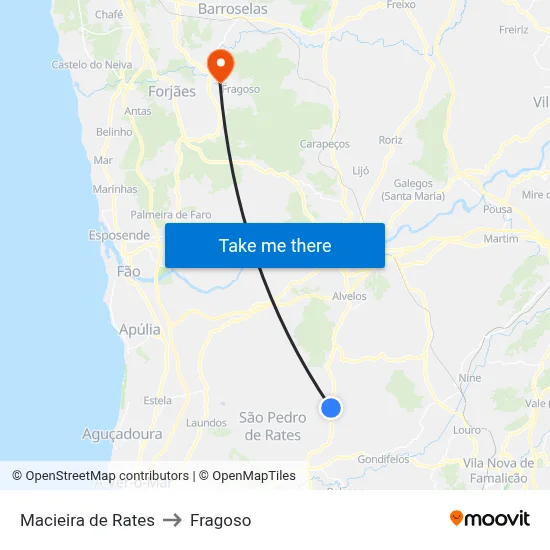 Macieira de Rates to Fragoso map