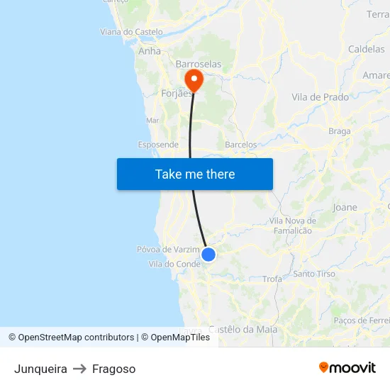 Junqueira to Fragoso map