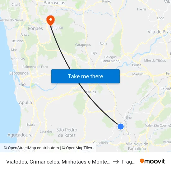 Viatodos, Grimancelos, Minhotães e Monte de Fralães to Fragoso map
