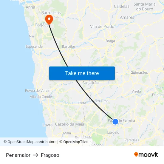 Penamaior to Fragoso map