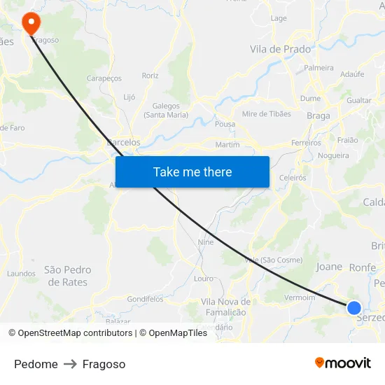 Pedome to Fragoso map