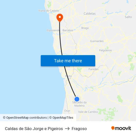 Caldas de São Jorge e Pigeiros to Fragoso map
