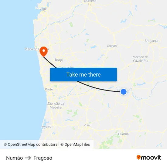 Numão to Fragoso map