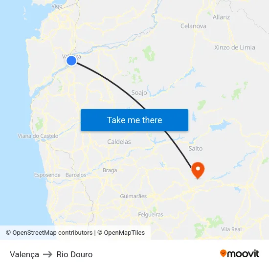 Valença to Rio Douro map