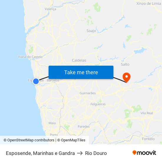 Esposende, Marinhas e Gandra to Rio Douro map