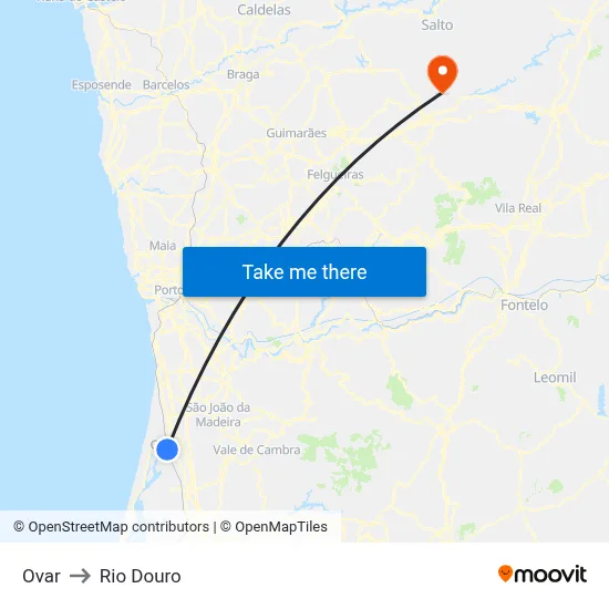 Ovar to Rio Douro map