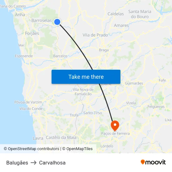 Balugães to Carvalhosa map
