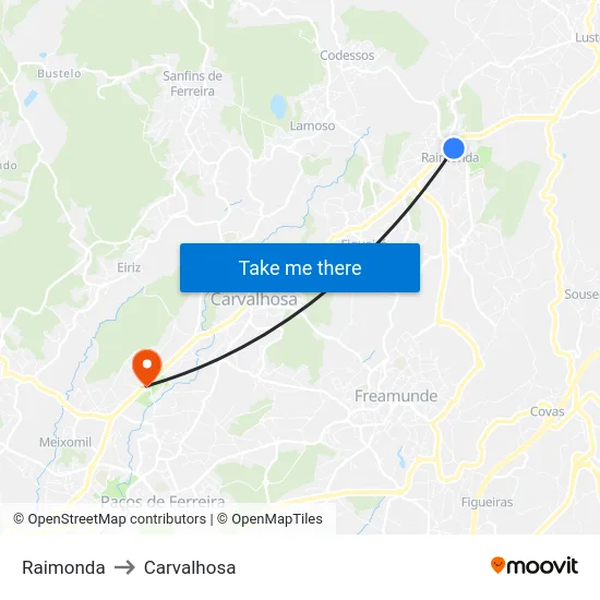 Raimonda to Carvalhosa map