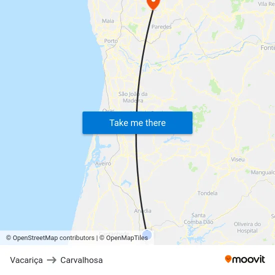 Vacariça to Carvalhosa map
