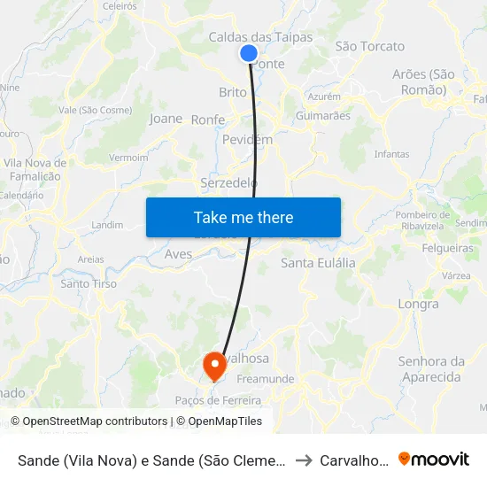Sande (Vila Nova) e Sande (São Clemente) to Carvalhosa map