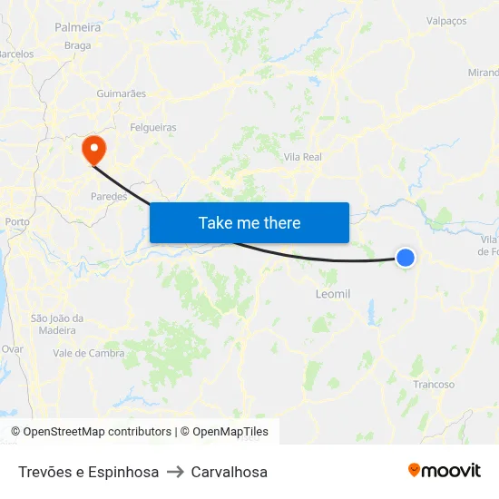 Trevões e Espinhosa to Carvalhosa map