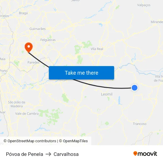 Póvoa de Penela to Carvalhosa map
