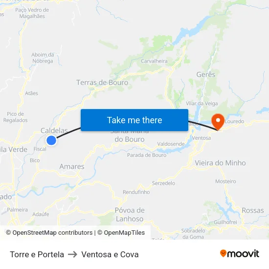 Torre e Portela to Ventosa e Cova map