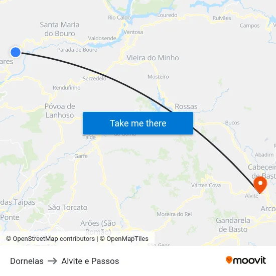 Dornelas to Alvite e Passos map