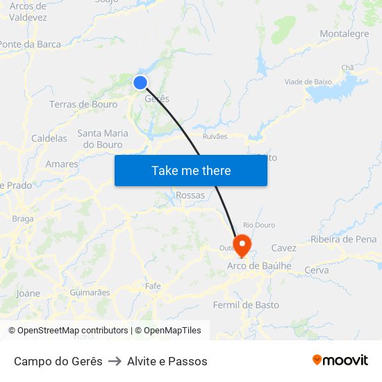 Campo do Gerês to Alvite e Passos map