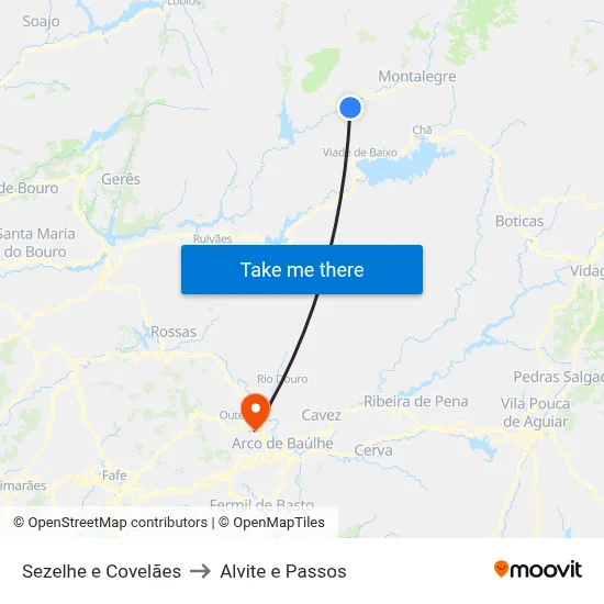 Sezelhe e Covelães to Alvite e Passos map