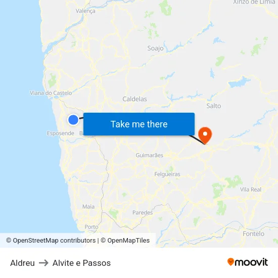 Aldreu to Alvite e Passos map