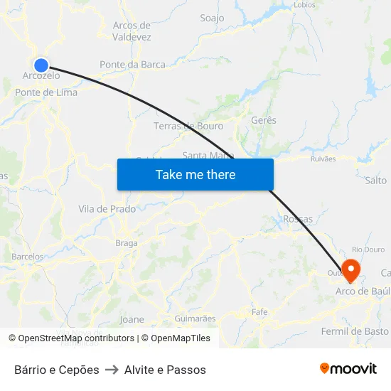 Bárrio e Cepões to Alvite e Passos map