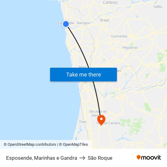 Esposende, Marinhas e Gandra to São Roque map