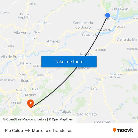 Rio Caldo to Morreira e Trandeiras map