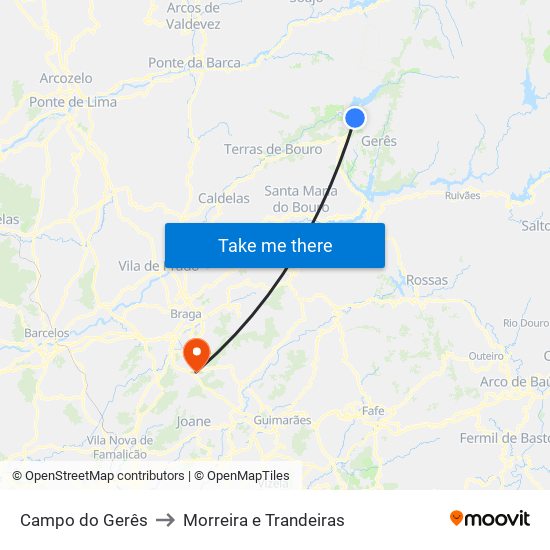 Campo do Gerês to Morreira e Trandeiras map