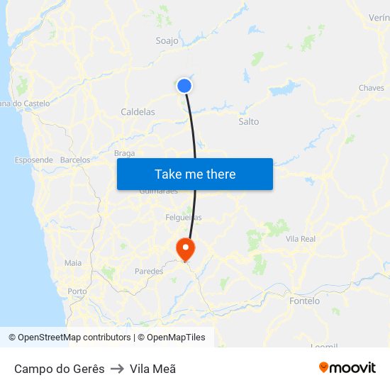 Campo do Gerês to Vila Meã map
