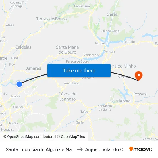 Santa Lucrécia de Algeriz e Navarra to Anjos e Vilar do Chão map