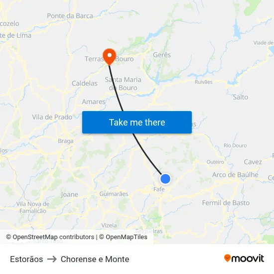 Estorãos to Chorense e Monte map