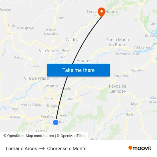 Lomar e Arcos to Chorense e Monte map