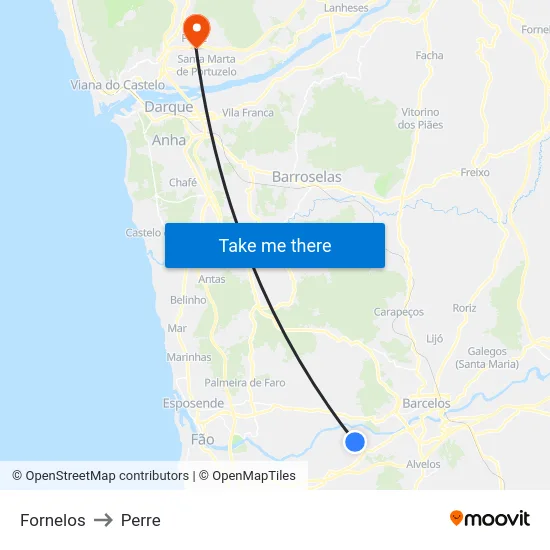 Fornelos to Perre map