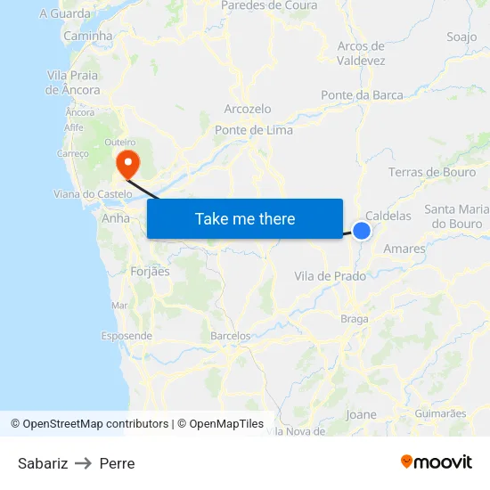 Sabariz to Perre map