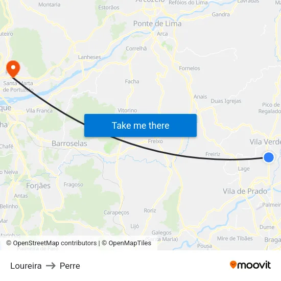 Loureira to Perre map